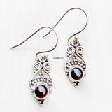 Garnet Tribal Silver Earring