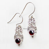 Garnet Tribal Silver Earring