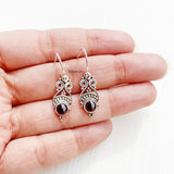 Garnet Tribal Silver Earring