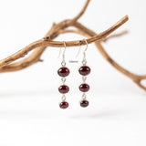 925 Silver Garnet Triple Drop Earring by Silberuh