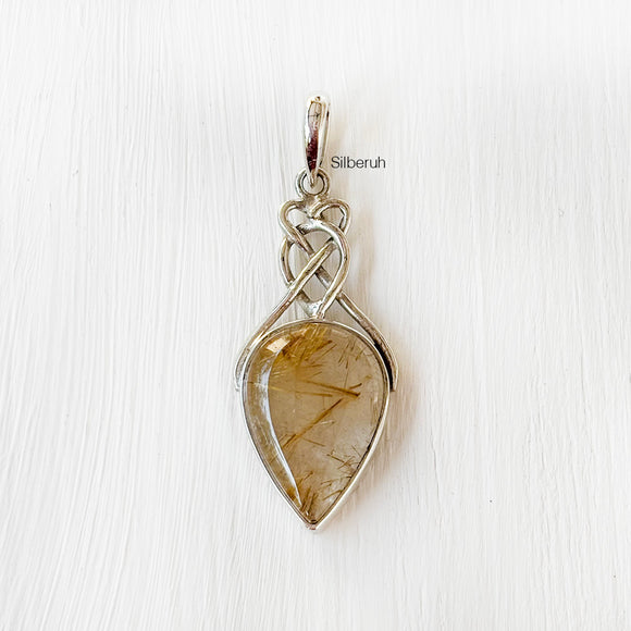 Golden Rutile Silver Pendant