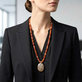 Golden Rutile & Fire Agate Silver Necklace