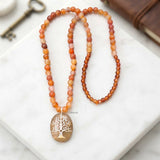 Golden Rutile & Fire Agate Silver Necklace