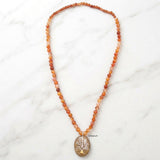 Golden Rutile & Fire Agate Silver Necklace