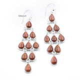 Golden Sunstone Chandelier Silver Earring