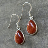 Golden Sunstone Drop Silver Earring