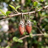 Handcrafted 925 sterling silver Golden Sunstone filigree marquise earrings