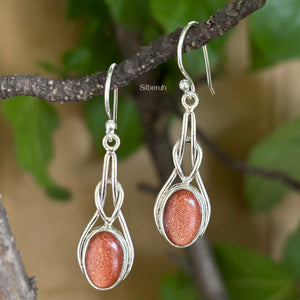 Golden Sunstone Knot Silver Earring