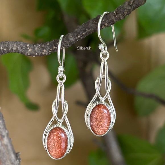 Golden Sunstone Knot Silver Earring