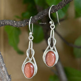 Golden Sunstone Knot Silver Earring