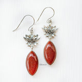 Golden Sunstone Lotus Silver Earring