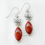 Golden Sunstone Lotus Silver Earring