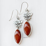 Golden Sunstone Lotus Silver Earring