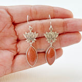 Golden Sunstone Lotus Silver Earring