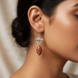 golden sunstone lotus earrings 925 silver India
