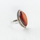 Golden Sunstone Marquise Silver Ring