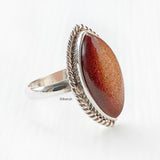 Golden Sunstone Marquise Silver Ring