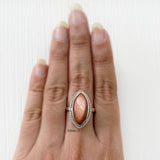 Golden Sunstone Marquise Silver Ring