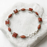 Golden sunstone mixed shape 925 sterling silver bracelet India