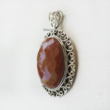 Golden Sunstone Oriental Silver Pendant