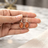 925 silver Golden Sunstone oval earrings by Silberuh