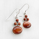 Golden Sunstone Oval Silver Earring