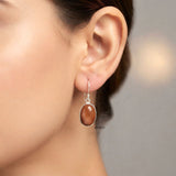 Golden Goldstone oval earrings in 92.5 sterling silver