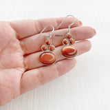 Golden Sunstone Oval Silver Earring