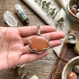 Golden Sunstone Oval Silver Pendant