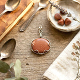 Golden Sunstone Oval Silver Pendant