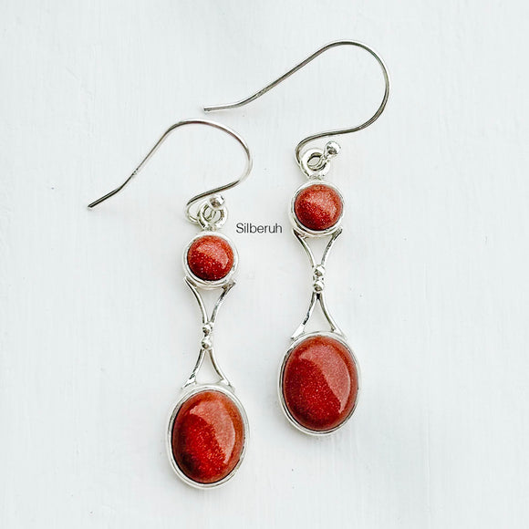 Golden Sunstone Silver Earring