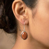 Golden Sunstone Silver Earring