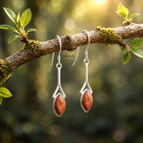 Golden Sunstone Silver Marquise Earring