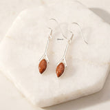 Golden Sunstone Silver Marquise Earring