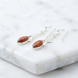 Golden Sunstone Silver Marquise Earring