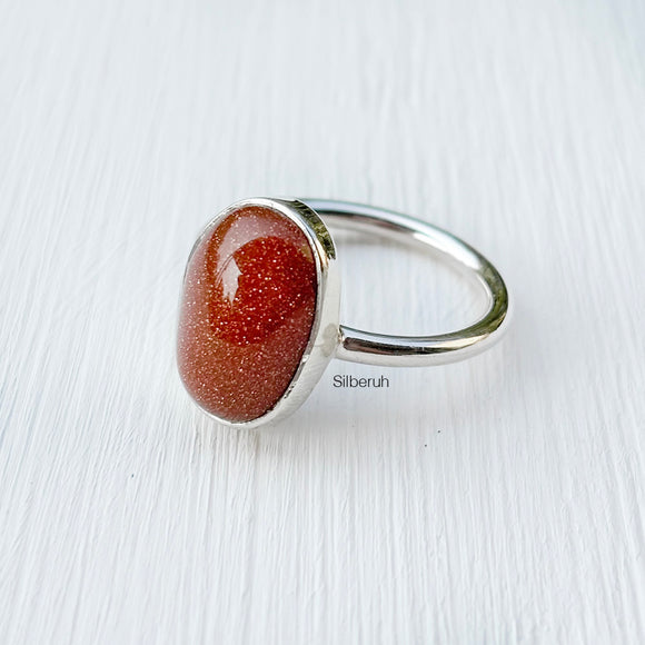 925 Silver Golden Sunstone Ring