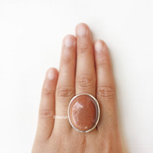 Golden Sunstone Silver Ring