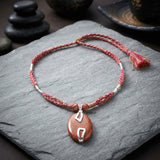 Golden Sunstone Silver Threaded Necklace