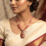Golden Sunstone Silver Threaded Necklace