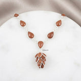 Golden Sunstone Tassel Silver Necklace