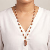 Golden Sunstone Tassel Silver Necklace