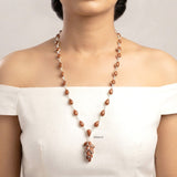 Golden Sunstone Tassel Silver Necklace