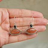 Golden Sunstone & Black Onyx Silver Earring