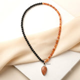 Golden Sunstone, Fire Agate & Black Onyx Silver Necklace