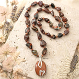 Golden Sunstone & Jasper Silver Necklace