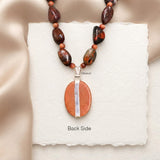 Golden Sunstone & Jasper Silver Necklace