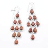 Golden Sunstone Chandelier Silver Earring