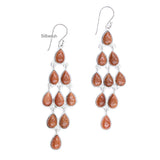 Golden Sunstone Chandelier Silver Earring