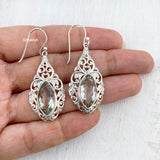 Green Amethyst Facetted Silver Earring