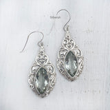 Green Amethyst Facetted Silver Earring